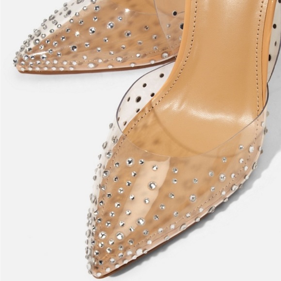 🆕 Embellished Clear Pointy Pump Heels - Picture 6 of 8